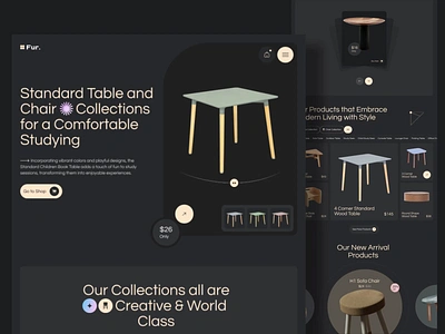 Fur - Furniture Store Website | Dark animation chair design designexploration designforcomfort digital product ecommerce ecommerce website furniture furniture store furniture website homedecor interiorinspo landing page modernliving online store prototyping uiprototyping web animation web design