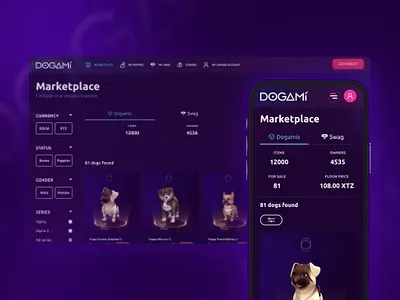 Dogami marketplace crypto design dogami marketplace startup ui web.3