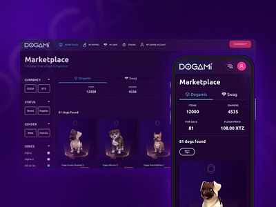 Dogami marketplace crypto design dogami marketplace startup ui web.3