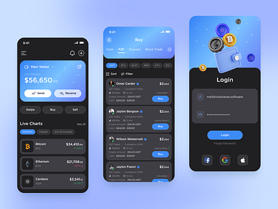 Crypto wallet - Mobile app app banking bitcoin blockchain cash crypto crypto payments currency dashboard design etherium finance finance app gradient money token transaction ui ux wallet