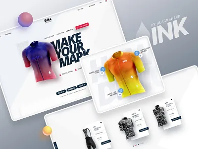 INK | eCommerce Website with KitBuilder 3d australian website design custom design cyclists jerseys design e commerce design ecommerce design gradients jersey website design kitbuilder landing page shopping website sports garments website sports website ui ui design ux ux design website website design