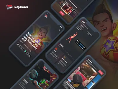 Majamojo: Boxing Star Game Website app art boxing branding character clean creative dark design flat game illustration interaction landing logo motion responsive ui ux website