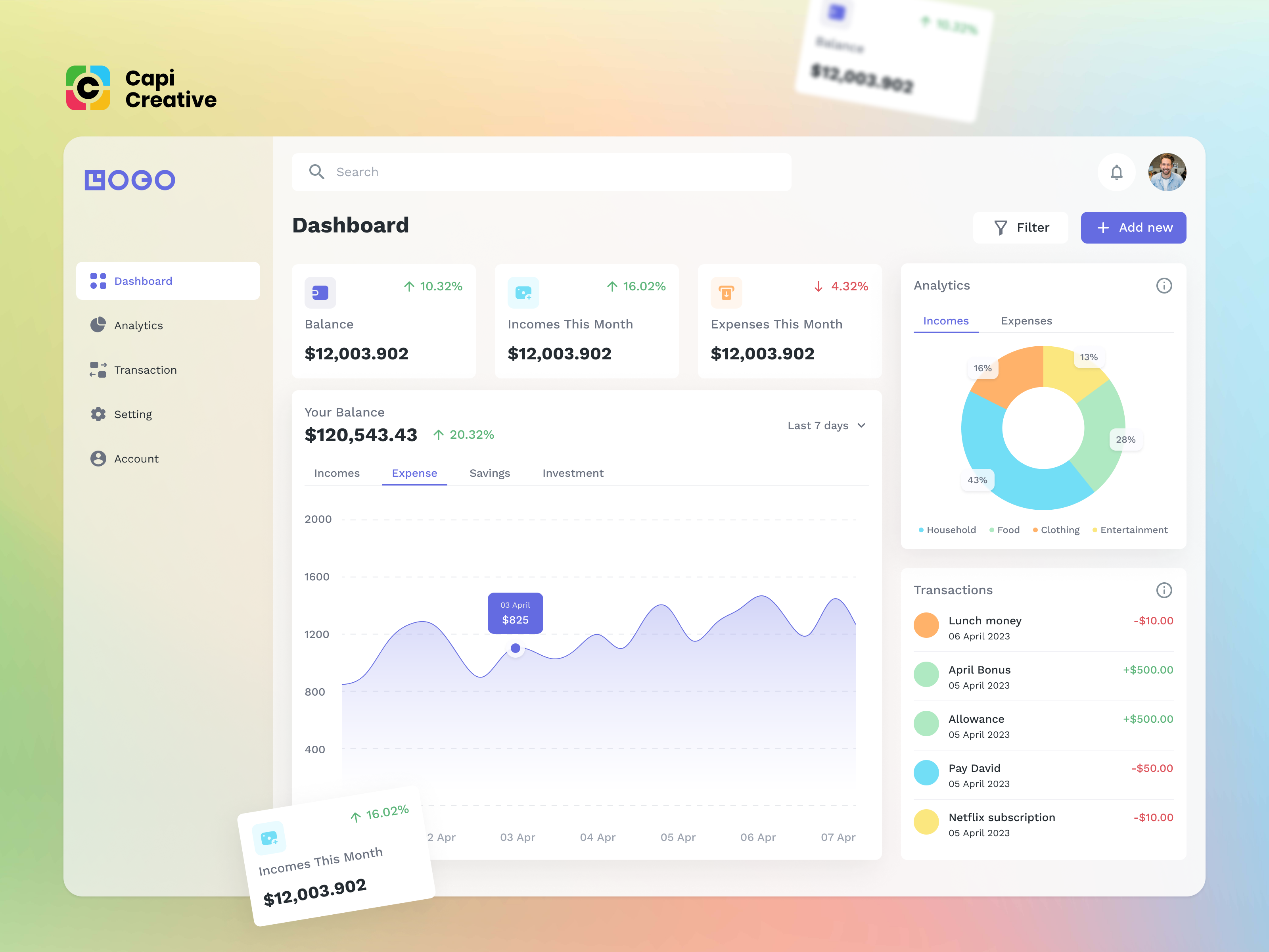 Example of Fintech Dashboard UI/UX Web App Design