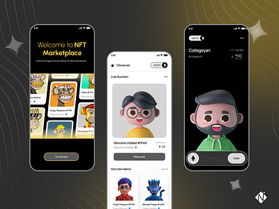 NFT Marketplace App by Nevina Infotech: Empowering Digital Artis 3d animation app artists branding development digital empowering graphic design marketplace nft platform ui web app