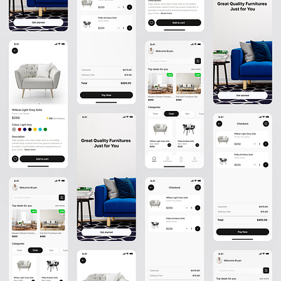 Furniture Mobile App checkout e commerce app furniture furniture app furniture mobile app mobile app product design ui uiux user experience user interface ux