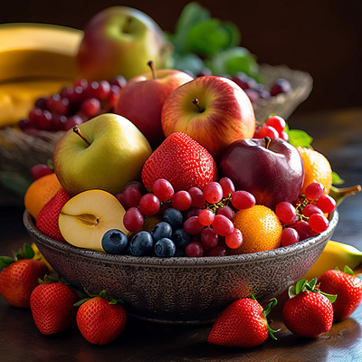 Bowl of Fruit apple bowl colorful delicious exotic flavors fresh fruit grapes healthy juicy vibrant mouth watering natural nutrient rich orchard fresh refreshing strawberries sweet tasty wholesome