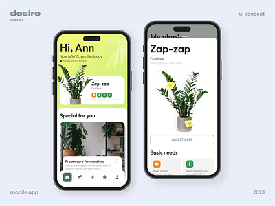 A Plant Tracker App android animation app ui branding dashboard design desire agency graphic design illustration ios logo mobile mobile ui motion motion graphics plant reminders task tracker ui