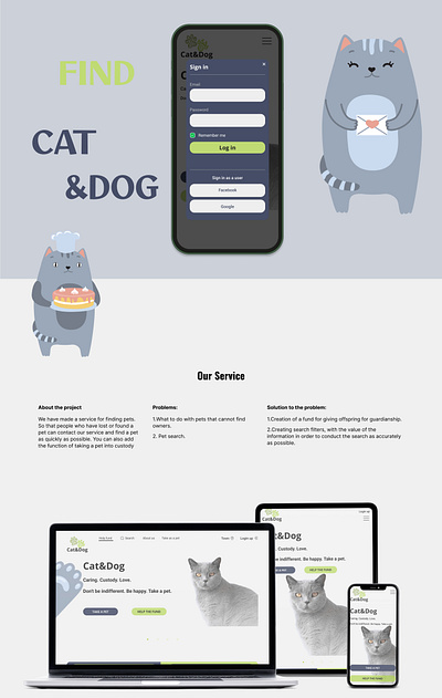 Web-service for search pets adaptive design design prototyping typography ui ux web design wireframing