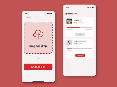 DailyUI 31: File Upload app dailyui dailyui031 dailyui31 design drag and drop file internet red speed ui upload ux