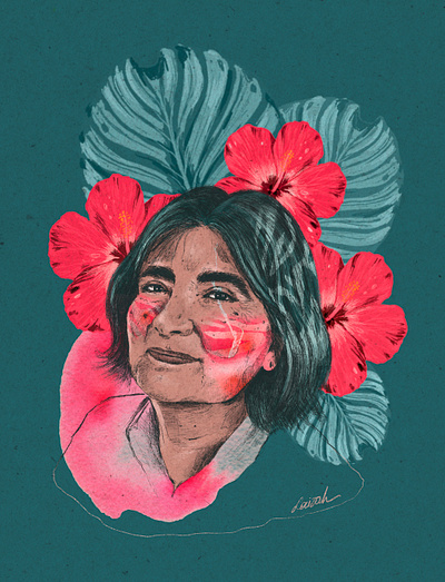 Portraits by Faizah digital illustration flowers illustration portrait portrait illustration procreate