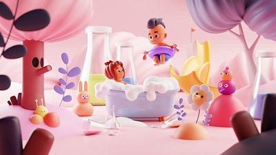Bath powder 3d 3dillustration blender chi childrens illustration cycles render illustration modelling product rendering render