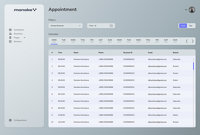 UI / UX of Appointments' Module ui