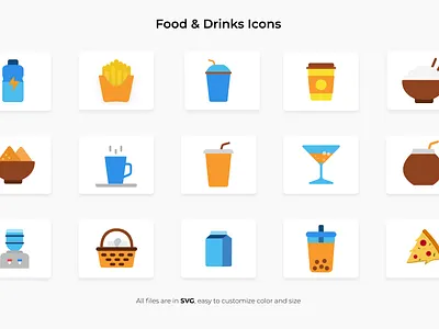 Food & Drinks Flat Icon Design bakery icons branding bread icon coffee icons drink icon fast food icon food icon icon icon design iconography icons juice icon svg svg icon water icon