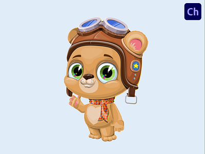 Cute Bear Adobe Character Animator Puppet Template adobe character animator animated bear animated character animation aviator bear bear animation bear character cartoon bear character animator character design fly