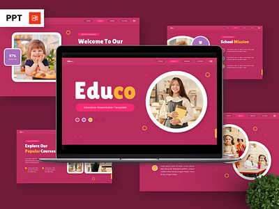 Educo - Powerpoint Templates kindergarten pink portfolio powerpoint slide template