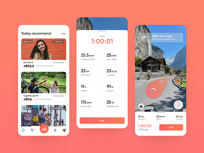 Bike Ride Tracker - Heatcycling App clean cycling design heatcycling illustration minimal mobile app product design ui ux
