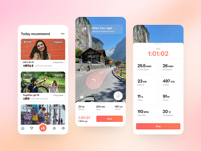 Bike Ride Tracker - Heatcycling App clean design heatcycling illustration minimal mobile app product design ui uiux design ux