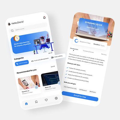 Course app app courseapp design ui ui design uiux ux