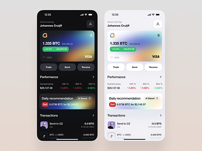 Crypto Bank: Mobile App Concept / Wallet app app concept bank crypto dark mode design light mode mobile app mobile design ui ux wallet wallet ui