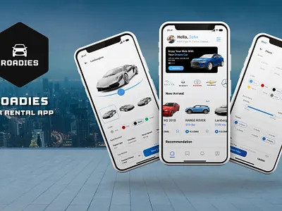 ROADIES - "Seamless Car Rentals: Unlock Your Journey." app design branding design graphic design illustration logo typography ui ux
