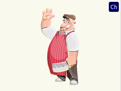 Butcher Adobe Character Animator Puppet Template adobe character animator animated character animated man animation butcher cartoon butcher character animator character design fun meat