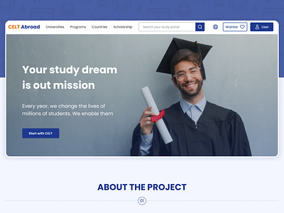 CELT Abroad (Study finder platform) adobe xd behance celt abroad design figma graphic design illustration landing page landing page design logo study platform ui user experience user interface ux web design website design