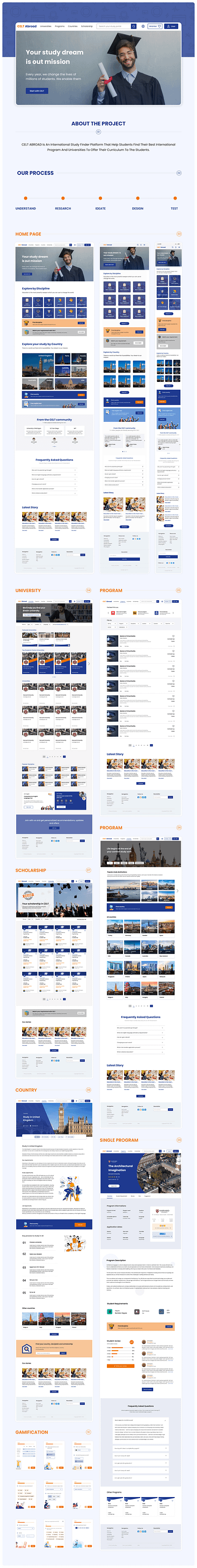 CELT Abroad (Study finder platform) adobe xd behance celt abroad design figma graphic design illustration landing page landing page design logo study platform ui user experience user interface ux web design website design