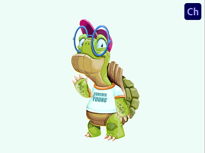 Old Turtle With Glasses Adobe Character Animator Puppet Template adobe character animator animated character animated turtle animation cartoon turtle character animator character design old turtle turtle turtle character