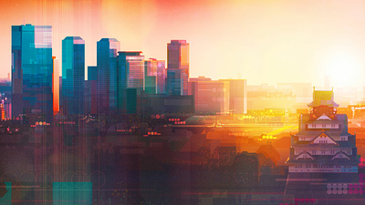 Urban Sunset city cityscape digital folioart gradient illustration james gilleard sunset urban