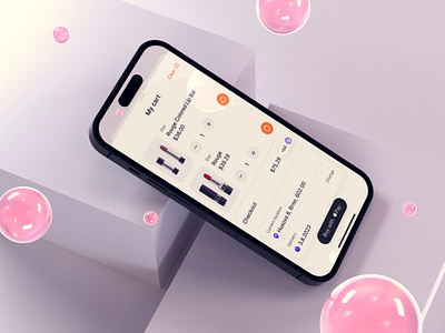 Beauty app cart 3d 3d art beauty blender blender3d design illustration mobile shop ui ux