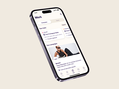Dreaminfluence App app branding creators home screen homepage homescreen influencer marketing influencers mobile app tasks ui ux