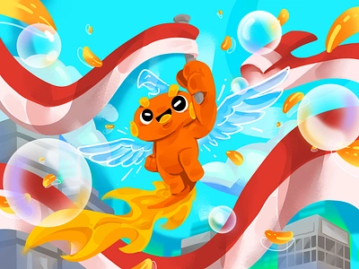 Independence Day! 🇮🇩 bless bubble celebrate celebration ceremony character city flag garuda heroes hymne illustration independence day indonesia landscape mascot national spirit wave youth