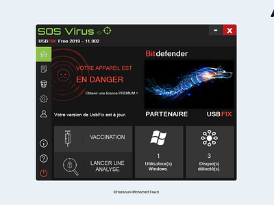 USBFIX User Interface antivirus design desktop fix graphic design interface malwares software tool ui usb ux ux design virus