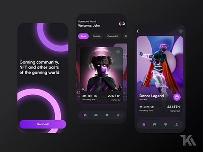 NFT and gaming community app design figma mobile design ui