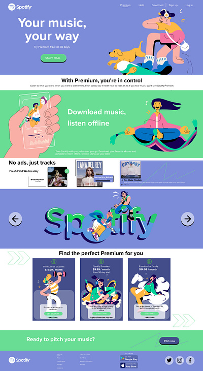 Website Spotify design figma illustration illustrator vector website spotify