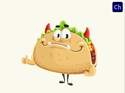 Taco Adobe Character Animator Puppet Template adobe character animator animated character animated taco animation cartoon street food character cartoon taco character animator character design eating food mexican food street food taco