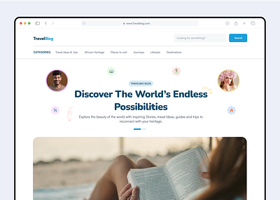 Blog Homepage blog clean design figma landing page productdesign travel ui uiux