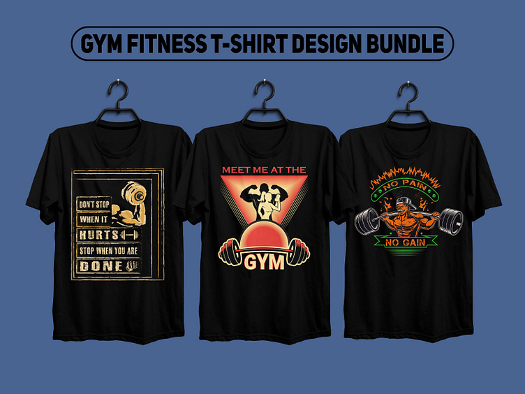 Gym Fitness T-Shirt Design Bundle by Md.shahabuddin on Dribbble