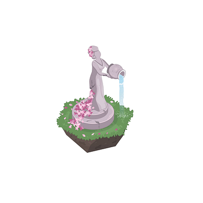Valentine's Day Statue (Isometric MMO Game) animation branding design game design gaming graphic design illustration isometric isometric design isometric perspective mmo motion graphics