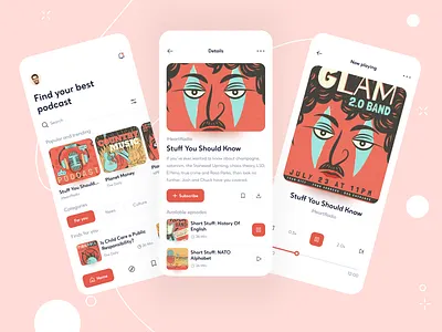 Podcast App Exploration android app app design episodes ios live streaming mobile mobile app mobile ui music player podcast podcast app podcasting podcasts streaming streaming app