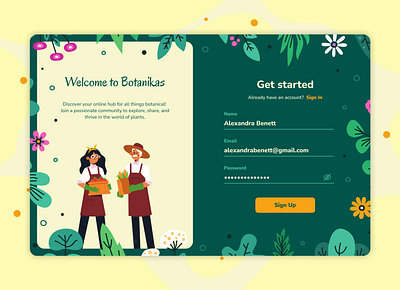 Botanikas - Daily UI #001 (Sign Up Page) dailyui graphic design ui