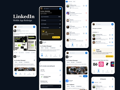 LinkedIn Mobile App Redesign button card job minimal mobile modern premium redesign ui ux