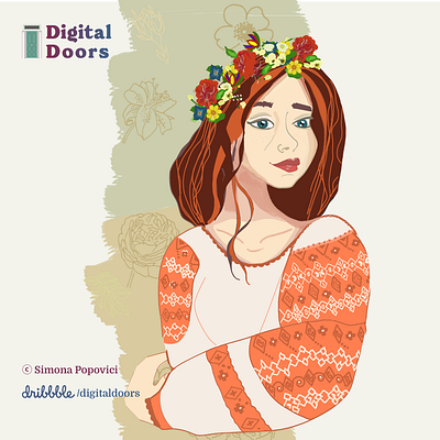 Woman Character Design illustration | Digital Art blossom cartoon character illustration digital eco floral flower free template graphic design illustration luxury motiv romanesc nature packaging plant social ads vector