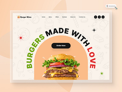 Burger Website Header 3d animation art branding digitaldesign flatdesign food delivery graphic design illustration innovationsync landing page logo mobile motion graphics nft product design typography ui vector webdesign