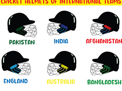 Cricket Helmets of international teams icons creative icons creative thumbnail cricket cricket helmet cricket helmets cricket icons design graphic design helmet icons helmet vector icc teams icons logo spotrs icons vector design