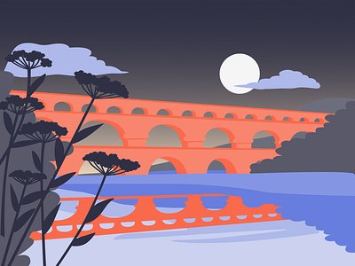 bridge in the center of the landscape app graphic design illustration logo ui vector