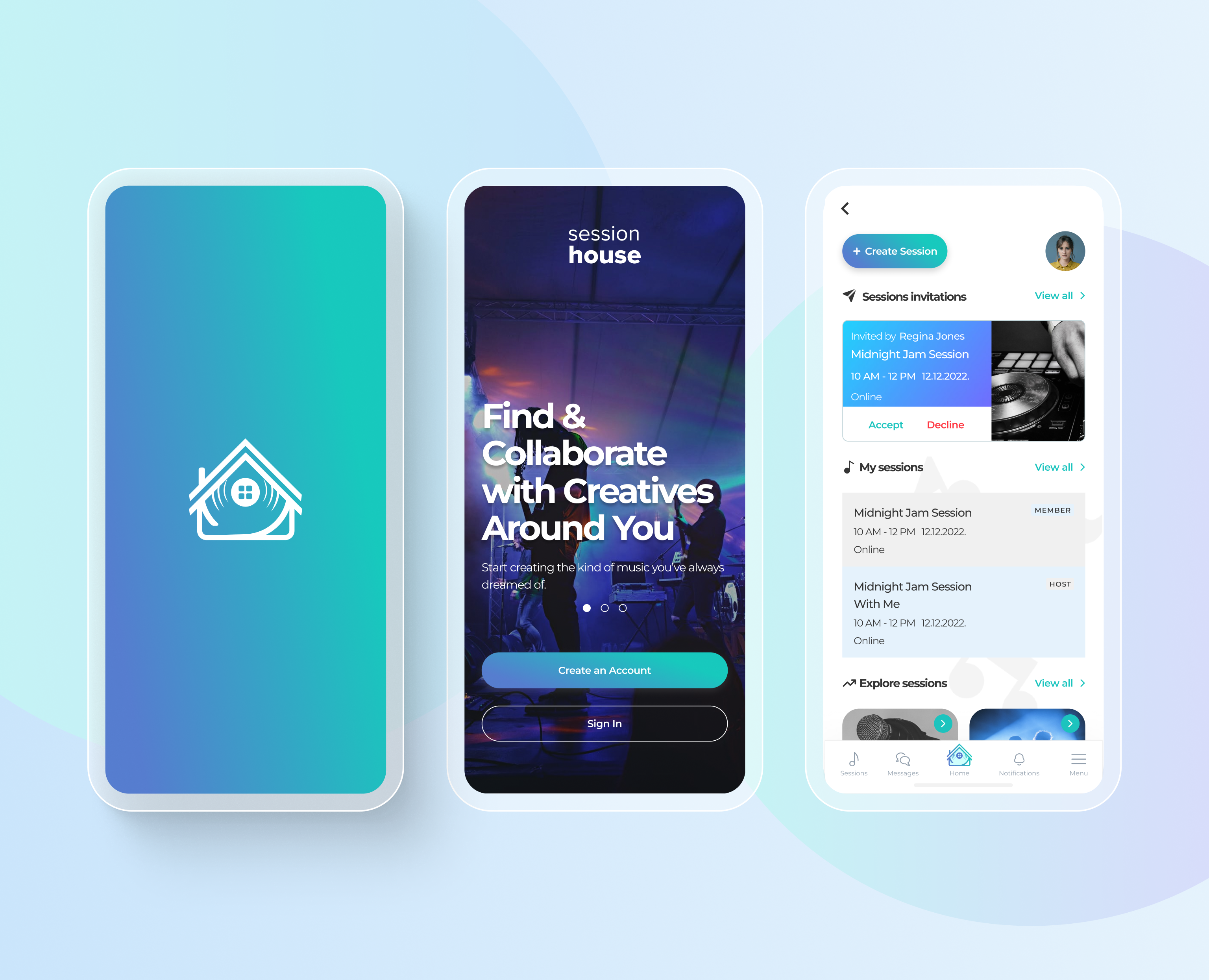 Session House Mobile App: User Experience Case Study branding graphic design logo musicindustry ui uidesign