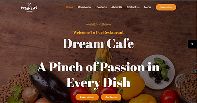 Dream Cafe Restaurant Website animation beverages branding elementor figma food health and wellness logo logo design motion graphics professional responsive design restaurant website retro sketch typography ui ux design website design wordpress