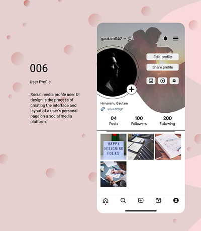 User Profile daily ui dailyui001 design social media ui ui design uiux