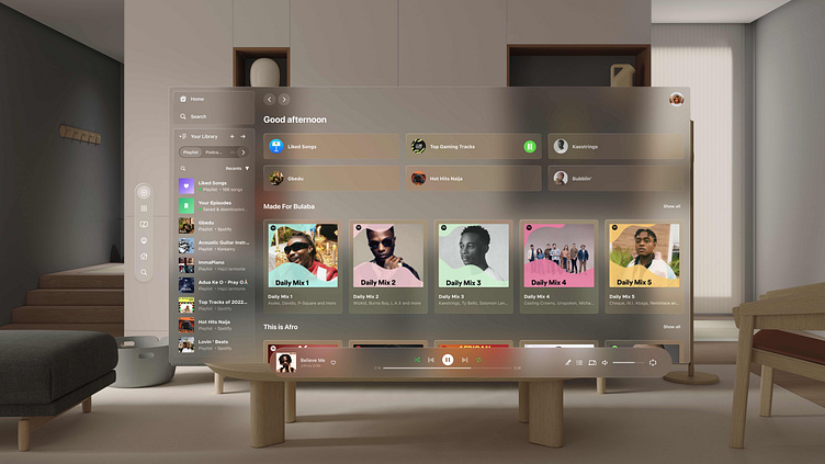 Spotify Music on vision os by Iziomoh Tosan on Dribbble